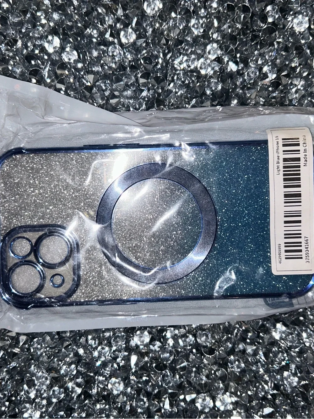 Sparkle Blue Magnetic Camera Ring Phone Case - Unbranded iPhone 15